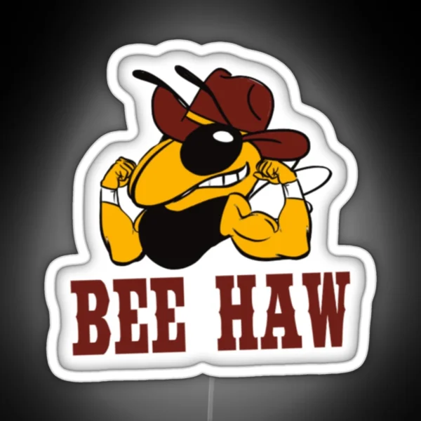 Bee Haw Buzzy Boy Bumblebee Yellow Jacket Led RGB Neon Sign