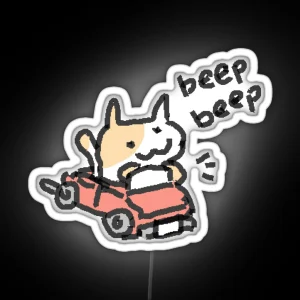 Beep Beep Tiny Mspaint Cat In A Car RGB Neon Sign