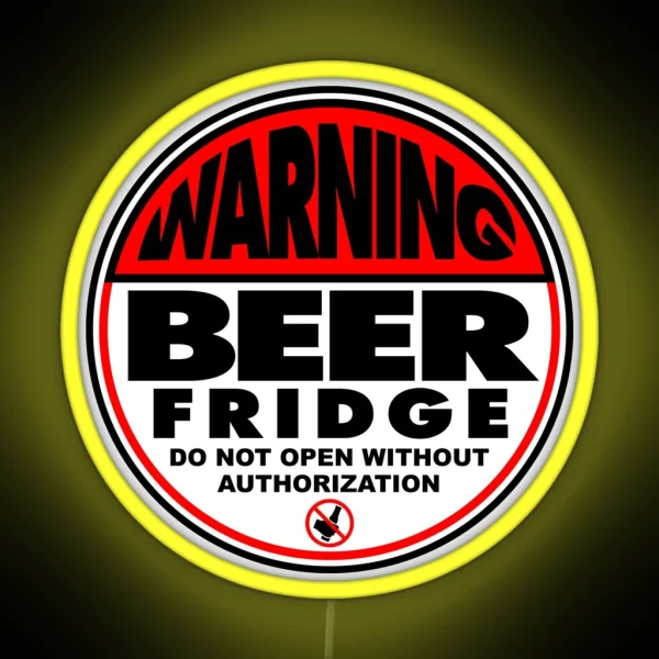 Beer Fridge Warning Sign Do Not Open Circle RGB Neon Sign