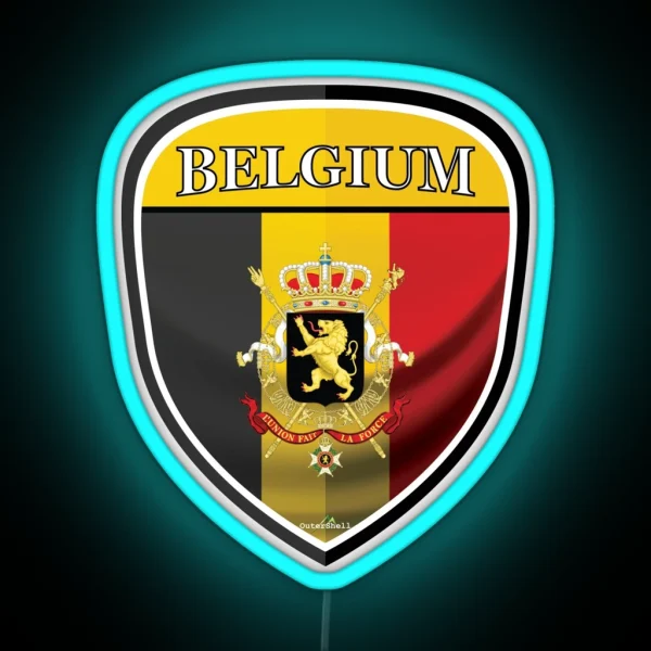 BELGIUM Belgique Belgian Shield Led RGB Neon Sign