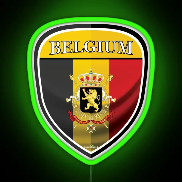 BELGIUM Belgique Belgian Shield Led RGB Neon Sign