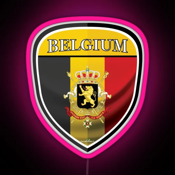 BELGIUM Belgique Belgian Shield Led RGB Neon Sign