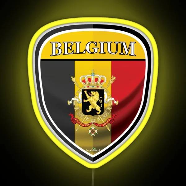 BELGIUM Belgique Belgian Shield Led RGB Neon Sign