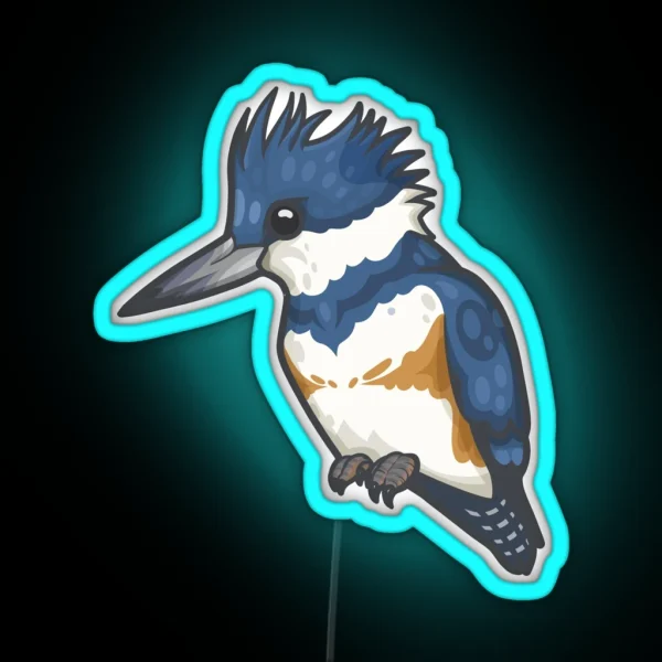 Belted Kingfisher RGB Neon Sign