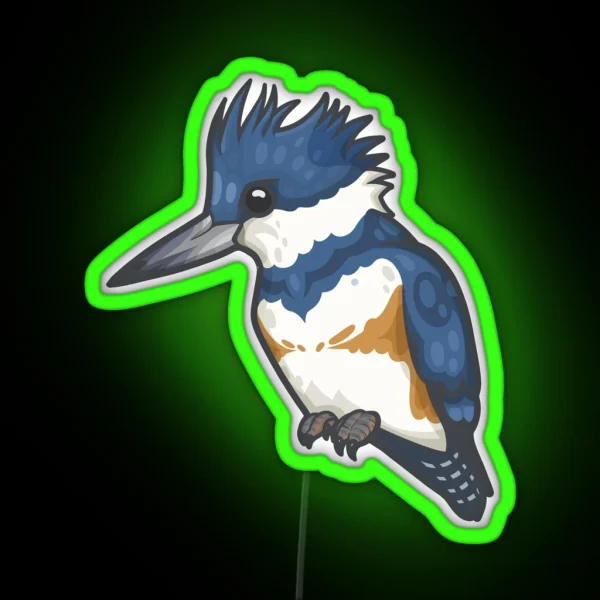 Belted Kingfisher RGB Neon Sign