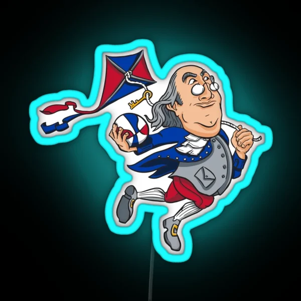 Ben Franklin Philadelphia 76ers Drunking Led RGB Neon Sign