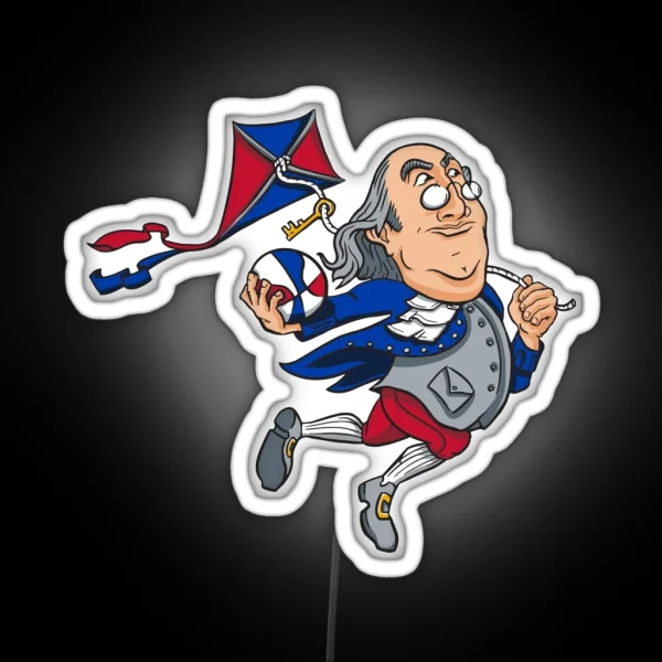 Ben Franklin Philadelphia 76ers Drunking Led RGB Neon Sign