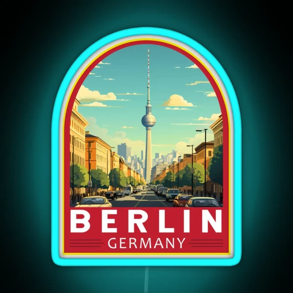 Berlin Germany Travel Art Emblem RGB Neon Sign