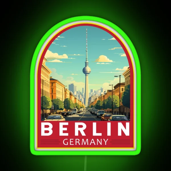 Berlin Germany Travel Art Emblem RGB Neon Sign