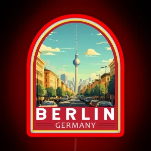 Berlin Germany Travel Art Emblem RGB Neon Sign