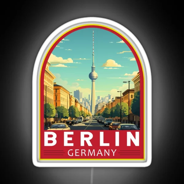 Berlin Germany Travel Art Emblem RGB Neon Sign