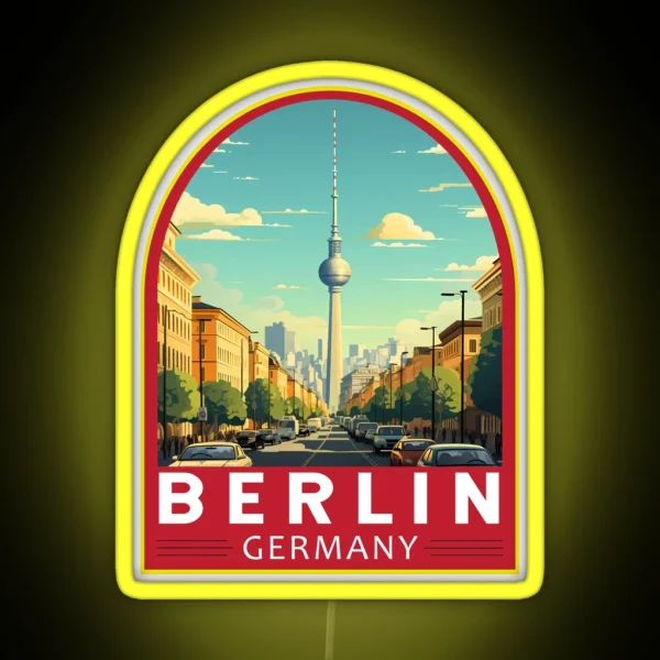 Berlin Germany Travel Art Emblem RGB Neon Sign