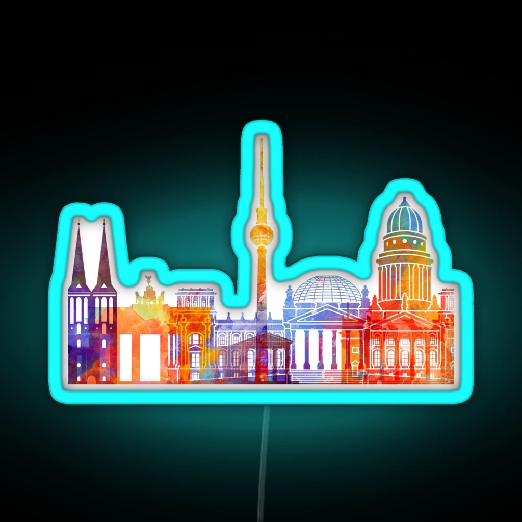 Berlin Landmarks Watercolor Poster RGB Neon Sign Berlin Landmarks Watercolor Poster RGB Neon Sign