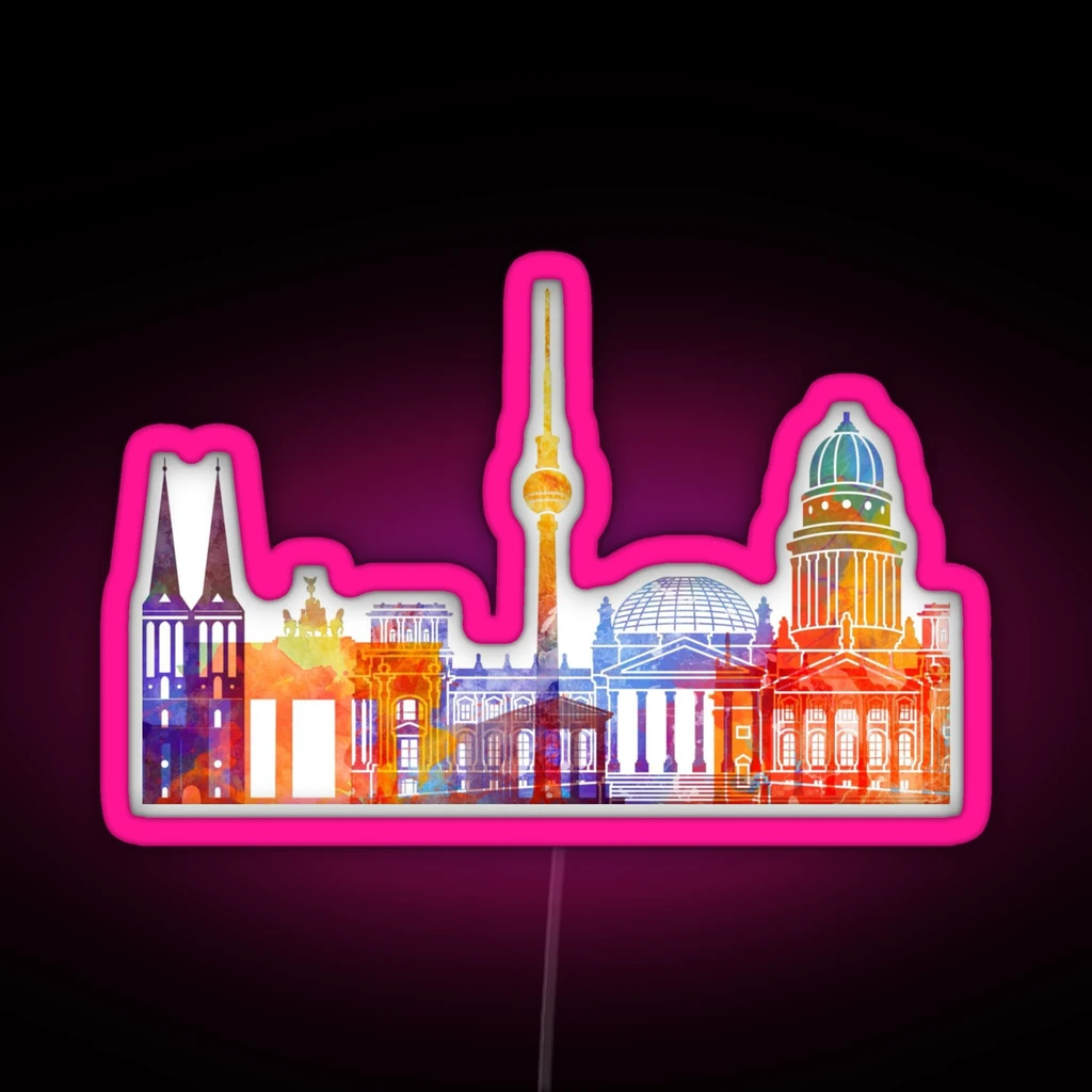 Berlin Landmarks Watercolor Poster RGB Neon Sign Berlin Landmarks Watercolor Poster RGB Neon Sign