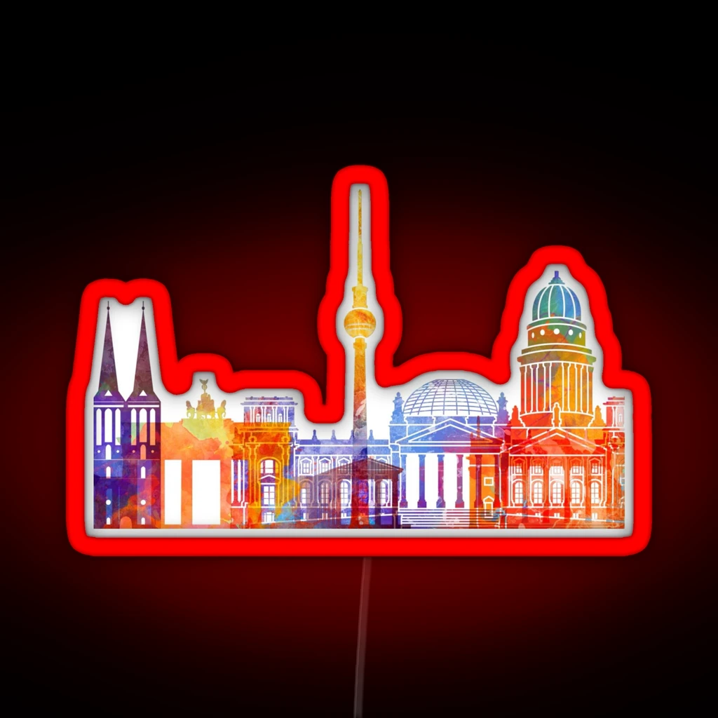 Berlin Landmarks Watercolor Poster RGB Neon Sign Berlin Landmarks Watercolor Poster RGB Neon Sign