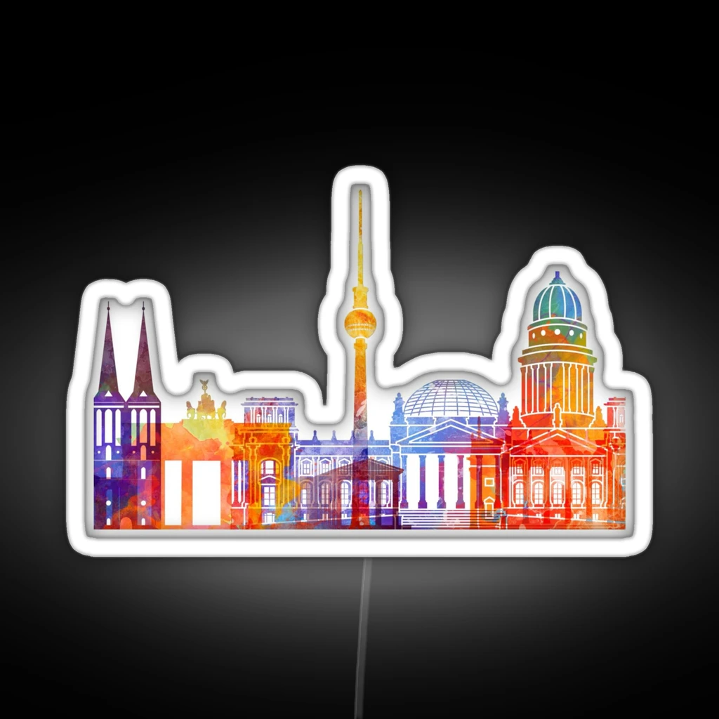 Berlin Landmarks Watercolor Poster RGB Neon Sign Berlin Landmarks Watercolor Poster RGB Neon Sign
