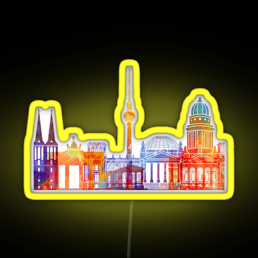 Berlin Landmarks Watercolor Poster RGB Neon Sign Berlin Landmarks Watercolor Poster RGB Neon Sign