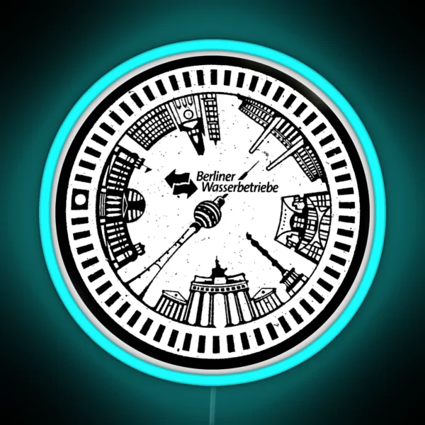 Berlin Manhole Cover Print Industrial Street Art RGB Neon Sign