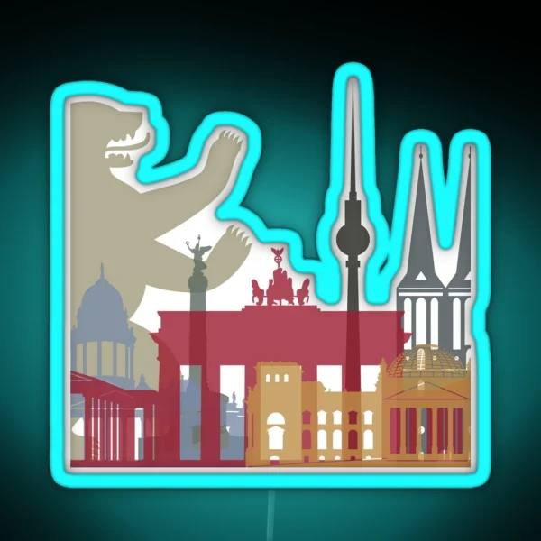 Berlin Skyline Poster RGB Neon Sign