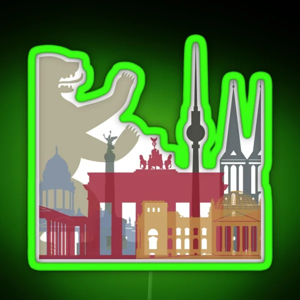 Berlin Skyline Poster RGB Neon Sign