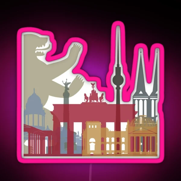 Berlin Skyline Poster RGB Neon Sign