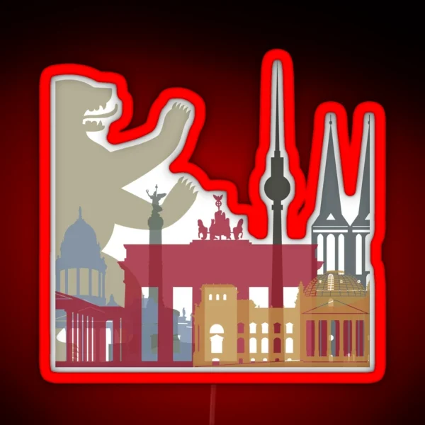Berlin Skyline Poster RGB Neon Sign