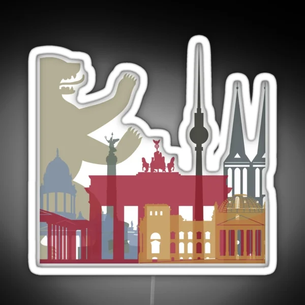 Berlin Skyline Poster RGB Neon Sign