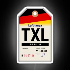 Berlin Tegel TXL Germany Airline Luggage Tag RGB Neon Sign