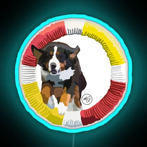 Bernese Mountain Dog Agility RGB Neon Sign