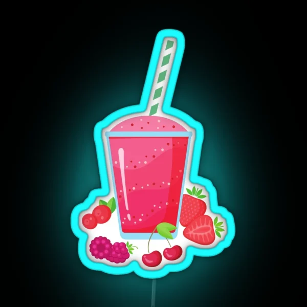 Berry Smoothie Fruity Berry Pink Smoothie RGB Neon Sign