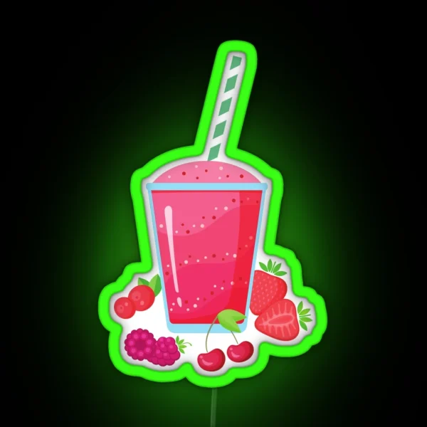 Berry Smoothie Fruity Berry Pink Smoothie RGB Neon Sign