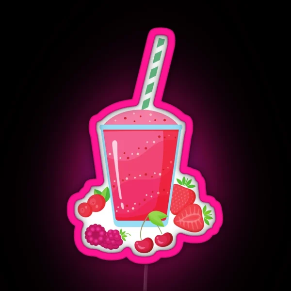 Berry Smoothie Fruity Berry Pink Smoothie RGB Neon Sign