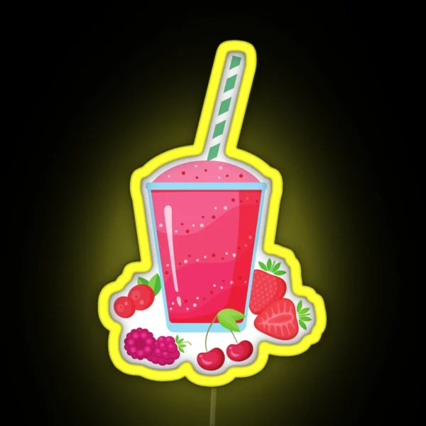 Berry Smoothie Fruity Berry Pink Smoothie RGB Neon Sign