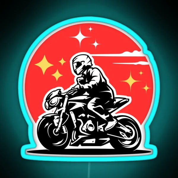 Best Motorcycle Design Black And White Ideas With Red Background Stars RGB Neon Sign