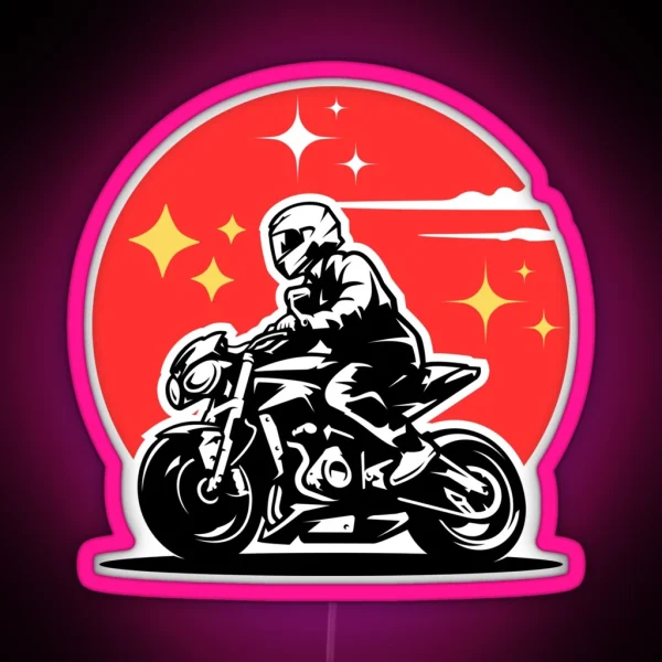 Best Motorcycle Design Black And White Ideas With Red Background Stars RGB Neon Sign