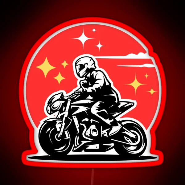 Best Motorcycle Design Black And White Ideas With Red Background Stars RGB Neon Sign