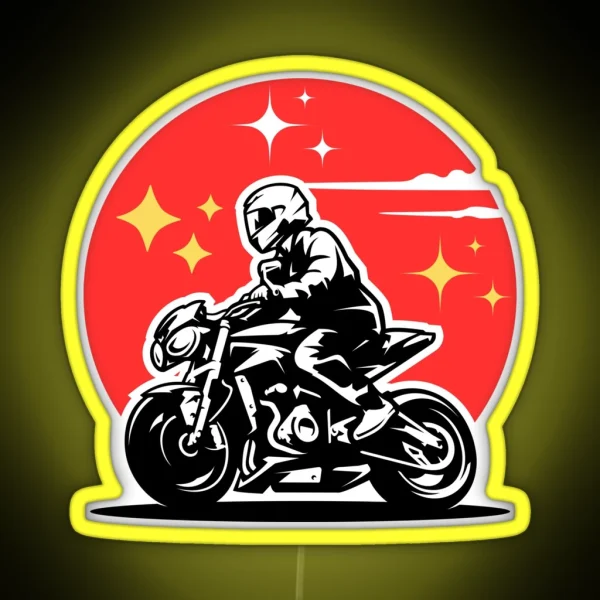 Best Motorcycle Design Black And White Ideas With Red Background Stars RGB Neon Sign