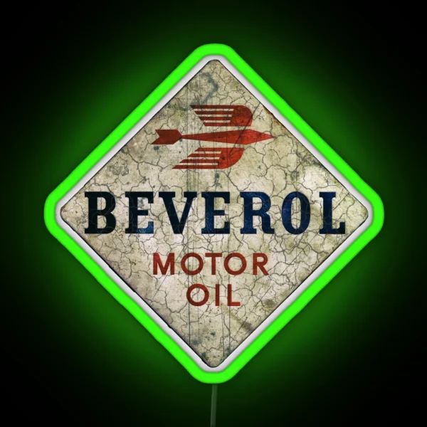 Beverol Motor Oil Vintage Advertising Cool Motorcycle Helmet Or Car Bumper RGB Neon Sign