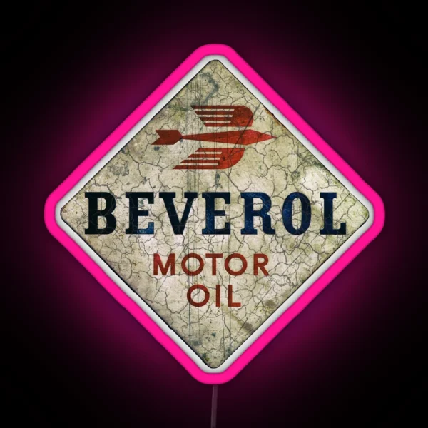 Beverol Motor Oil Vintage Advertising Cool Motorcycle Helmet Or Car Bumper RGB Neon Sign