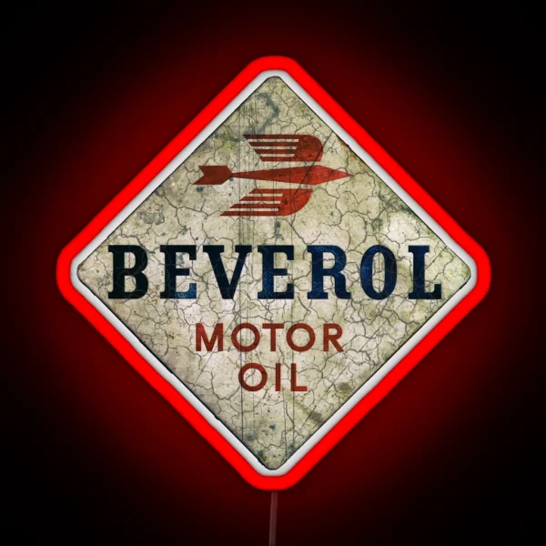 Beverol Motor Oil Vintage Advertising Cool Motorcycle Helmet Or Car Bumper RGB Neon Sign