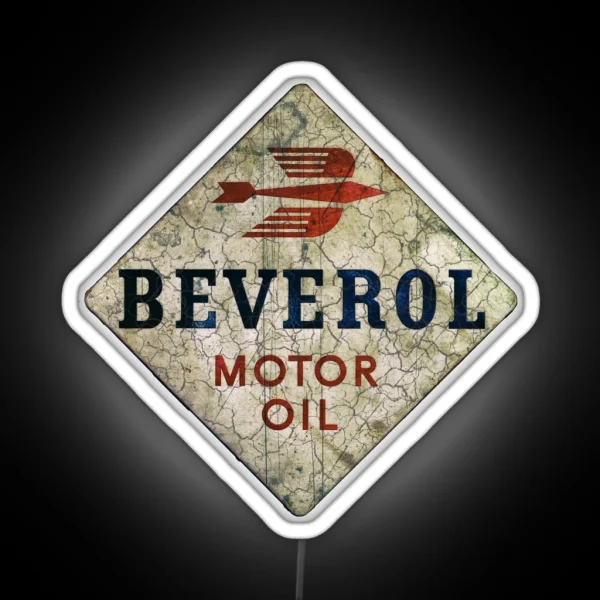 Beverol Motor Oil Vintage Advertising Cool Motorcycle Helmet Or Car Bumper RGB Neon Sign