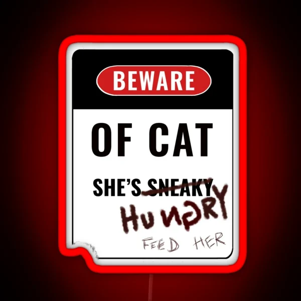 Beware Of Cat She S Sneaky RGB Neon Sign