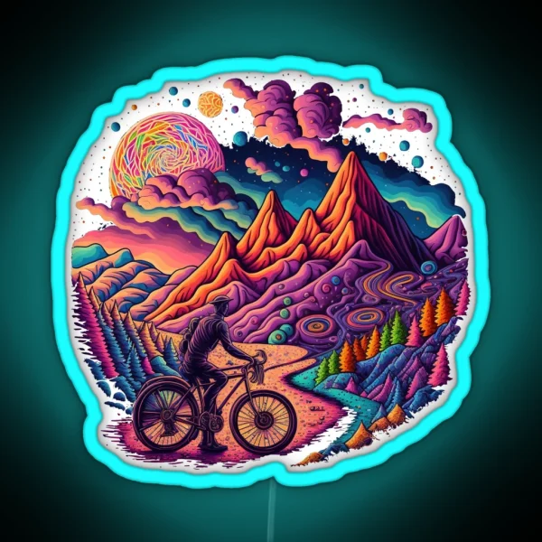 Bicycle Day 1943 Colorful Psychedelic Art RGB Neon Sign