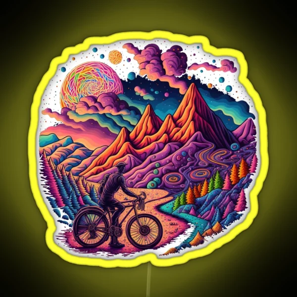 Bicycle Day 1943 Colorful Psychedelic Art RGB Neon Sign