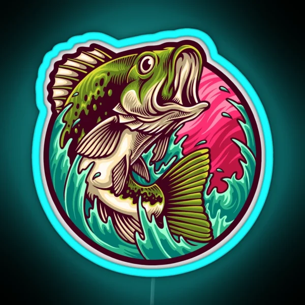 Big Bass Fishing RGB Neon Sign