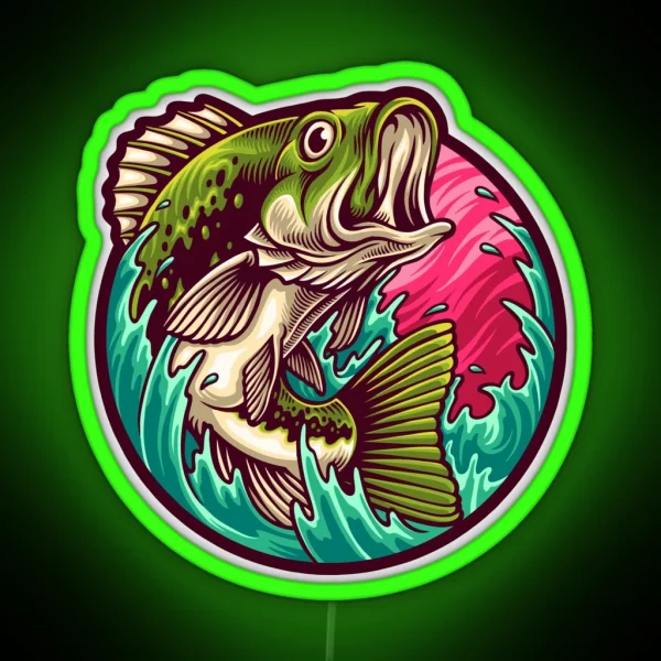 Big Bass Fishing RGB Neon Sign
