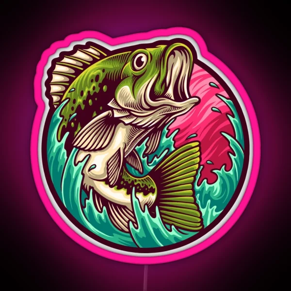 Big Bass Fishing RGB Neon Sign