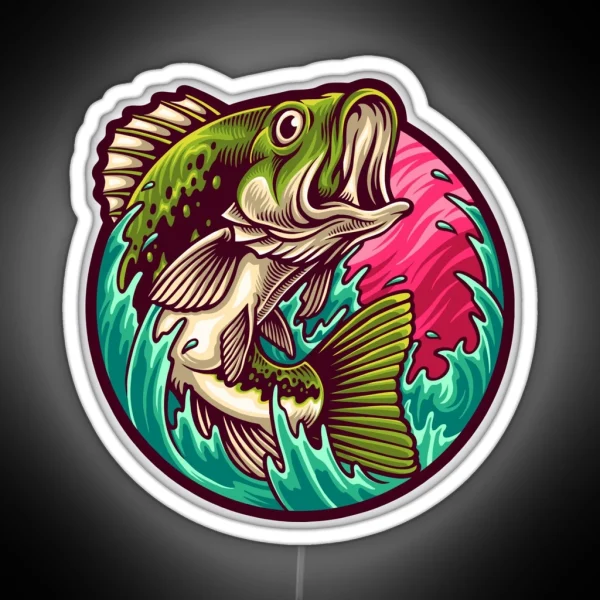 Big Bass Fishing RGB Neon Sign