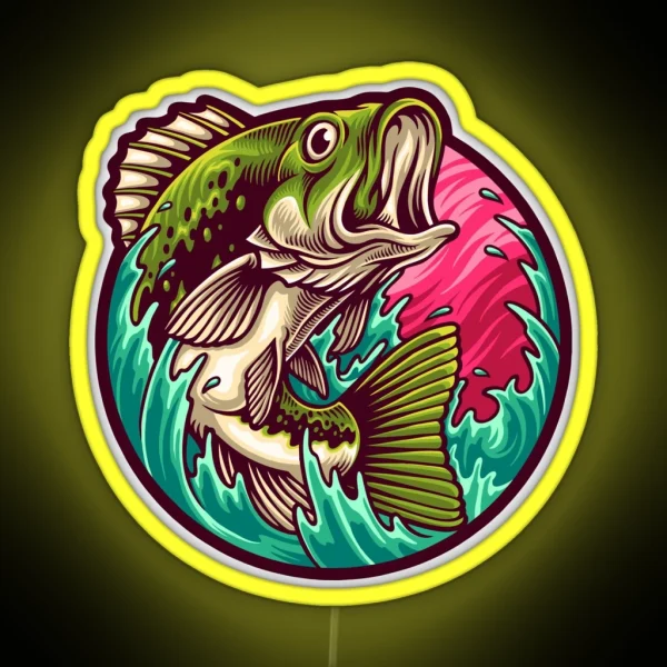 Big Bass Fishing RGB Neon Sign