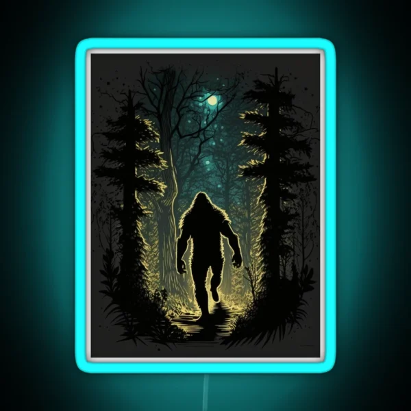 Big Foot Walking Though Night Forest RGB Neon Sign